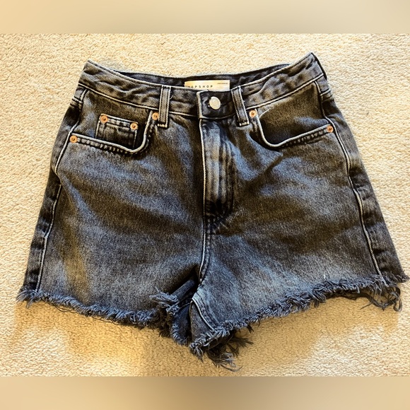 Black acid wash high waist jean shorts, 2. - Picture 1 of 1